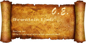 Ohrenstein Elmó névjegykártya